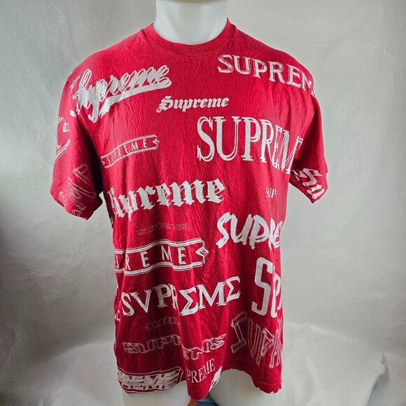 Supreme Multi Logo Tee Mens Medium Red White Made in USA Skater Streetwear Crew - Picture 1 of 10